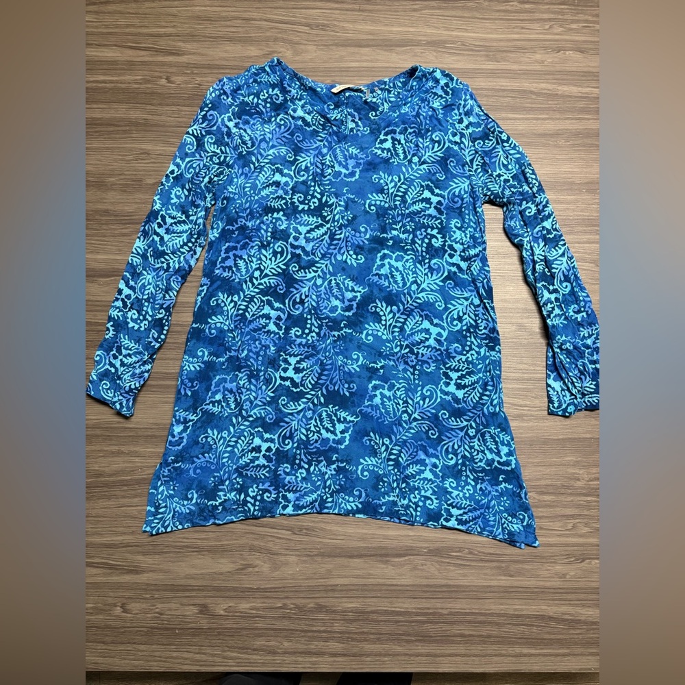 Soft Surroundings Blue Paisley Print Tunic Size XS